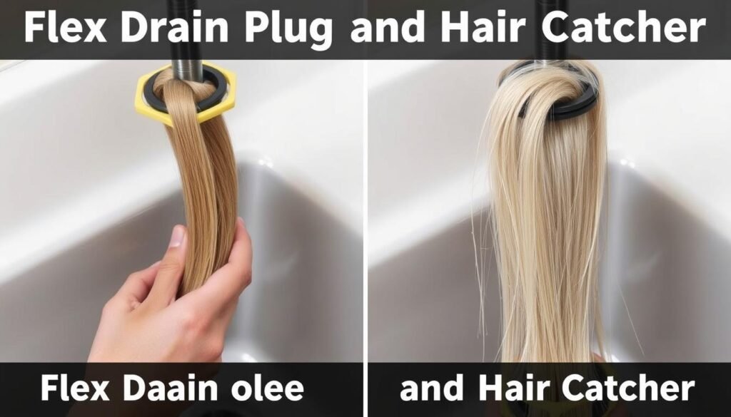 Flex drain plug hair catcher
