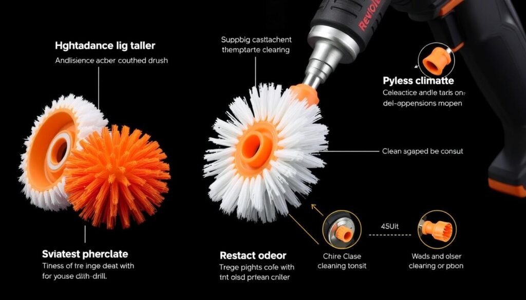 RevoClean Scrub Brush Power Drill Attachments for cleaning drains