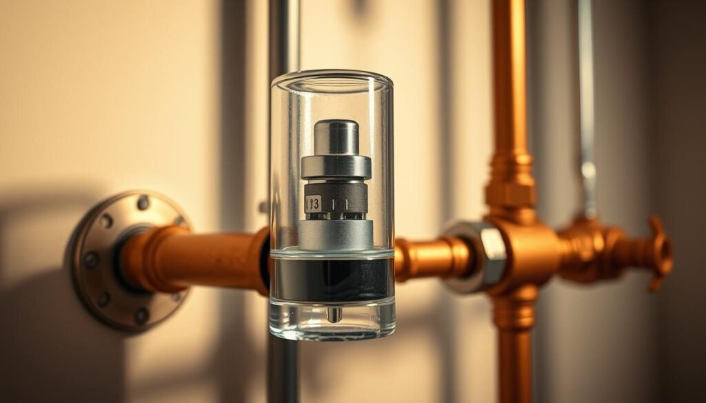 Glass fuse tap in plumbing.